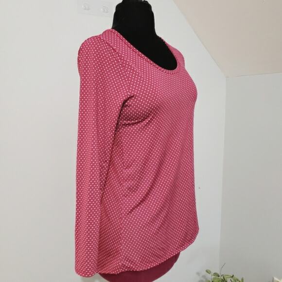 Lularoe Stretch Pink and White Polka Dot Long Sleeve Scoopneck Tunic Top Small - Picture 2 of 10